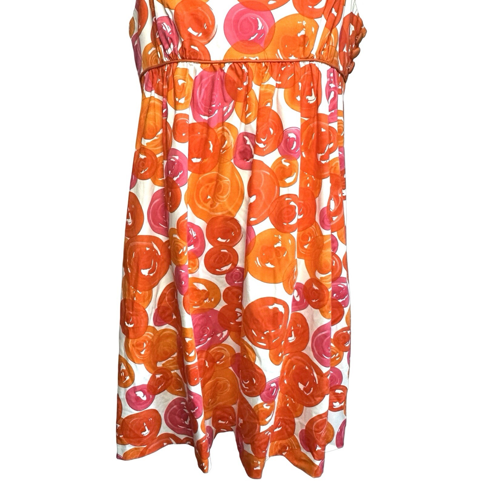 Signature London Style Spaghetti Strap Orange Pink Bubbles Dress Sundress Sz 14