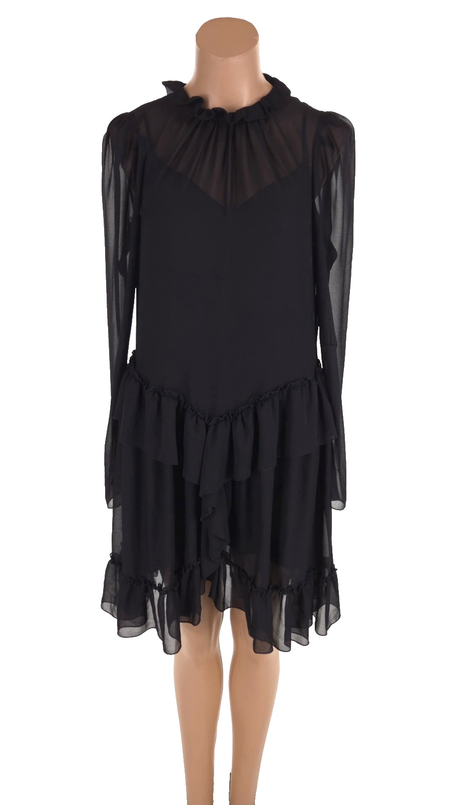See By Chloe Long Sleeve Peasant Dress Size 36 4 S Black Womens $455