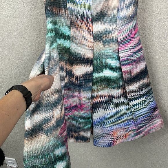 NWT Alexis Matthew Pleated Printed Twill Dress Mini Fit Flare Party Sz XS