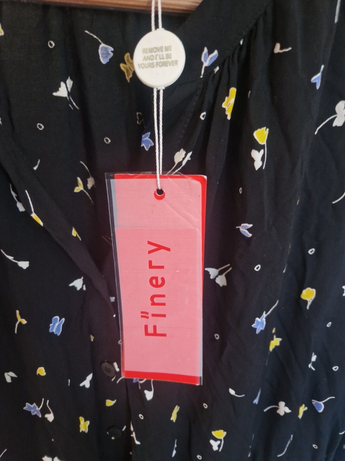 Finery Dress Size 14 Black Colour Pattern Midi Long Button Up Spring Summer