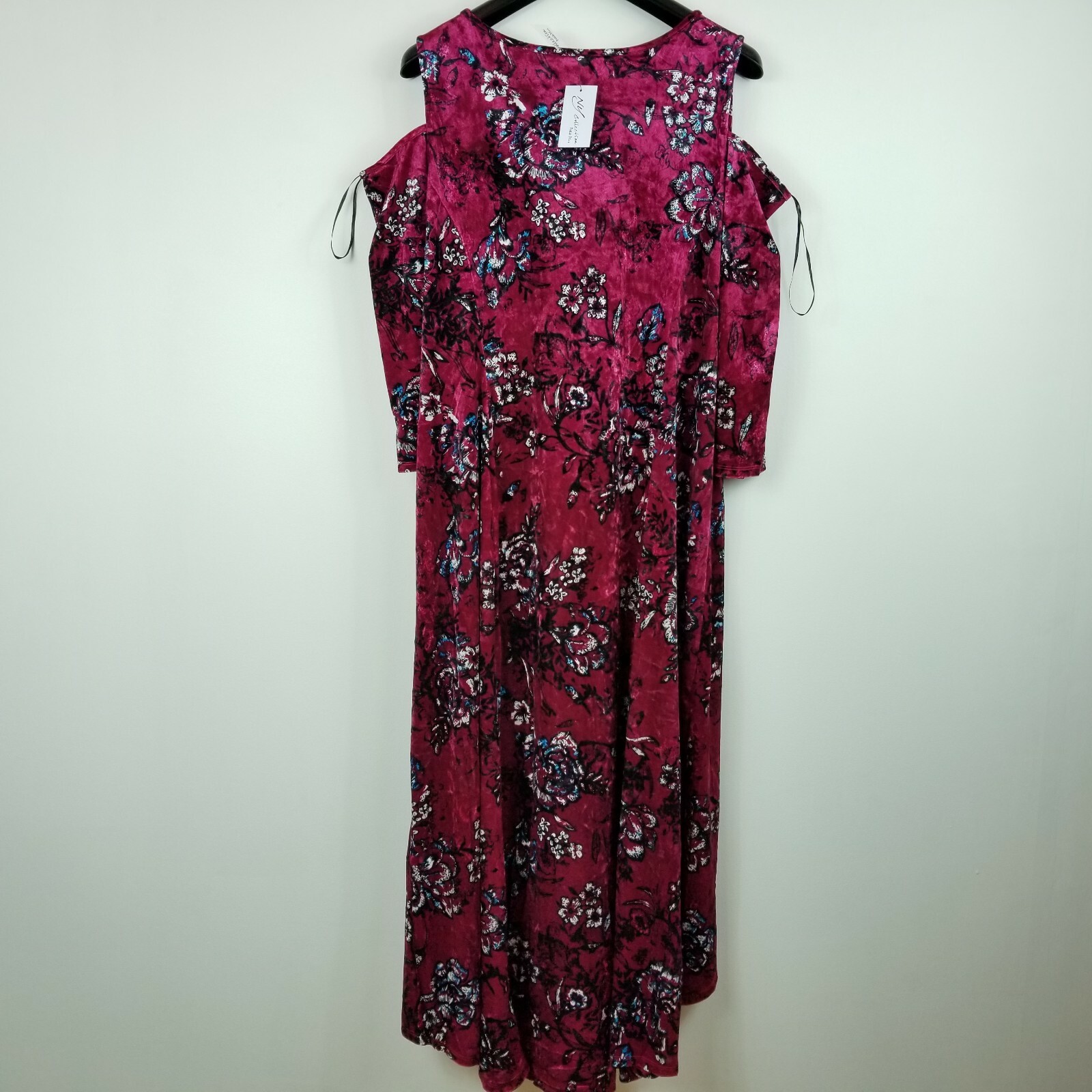 NY Collection Womens Plus Size 2XP Wine Victoria Floral Half Sleeve Dress NEW