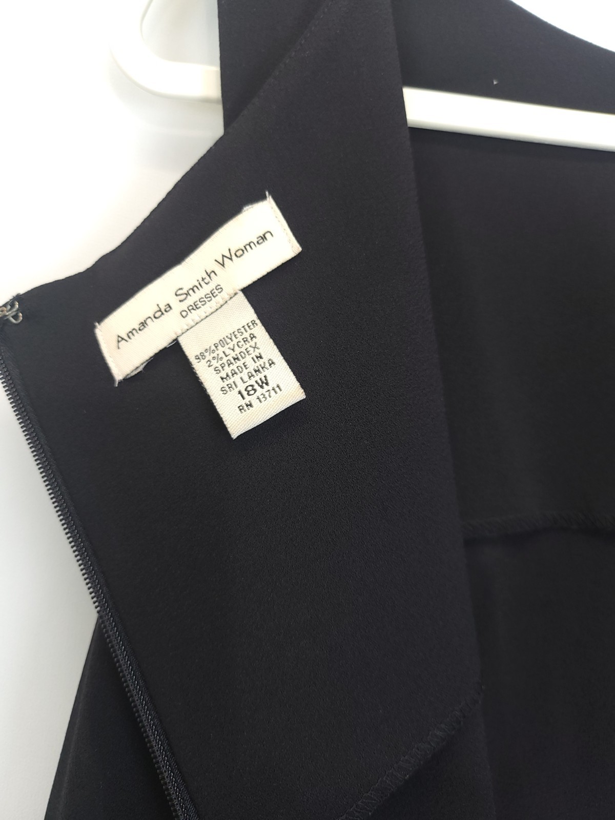 Amanda Smith Black Shift Dress Sleeveless Zip Women 18W Office Staple Layering
