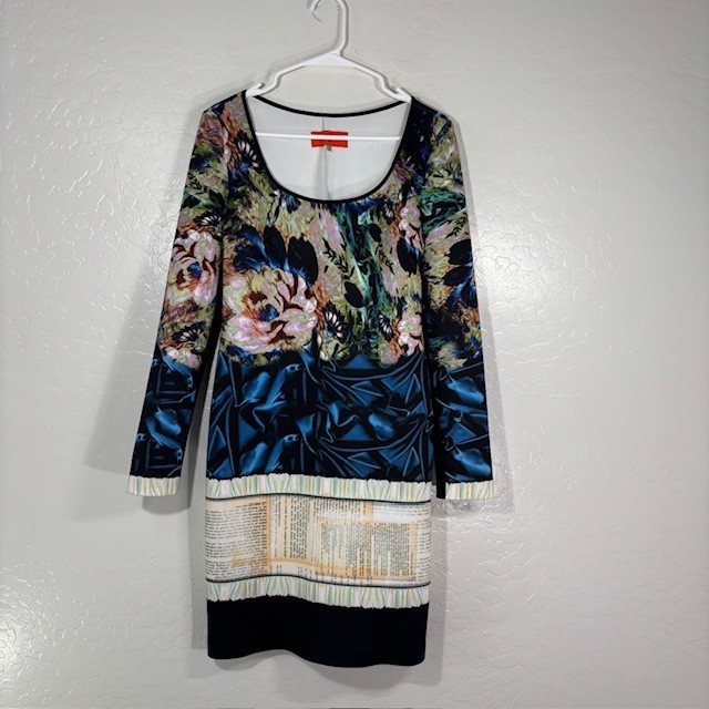 Clover Canyon Dress Womens Large Floral Long Sleeve Mini Made in USA Unique