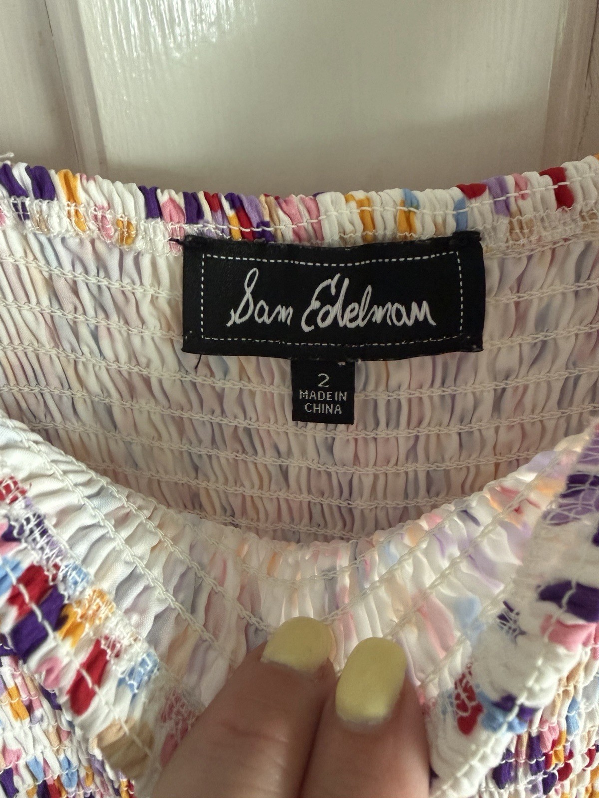 Sam Edelman Women’s Smocked Tiered Midi Dress Multicolor Abstract Print Size 2