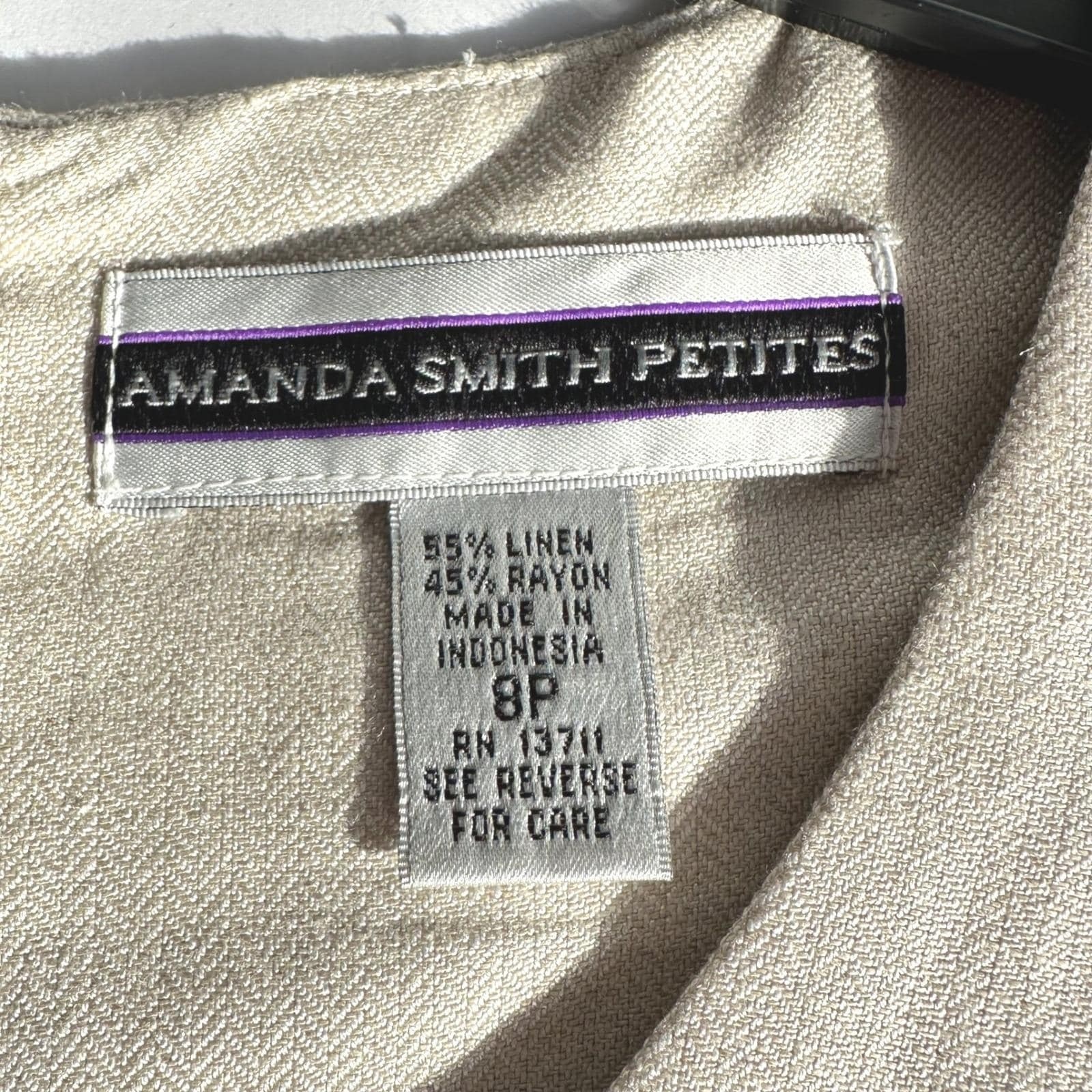 Amanda Smith Petites Linen Blend Mini Dress Ruffle Hem 8P Clean Girl Beachy READ