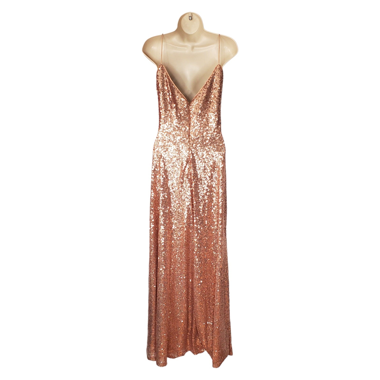 Watters Anzen 5300 Sequin Maxi Evening Dress Gown Rose Gold Wedding Size 10