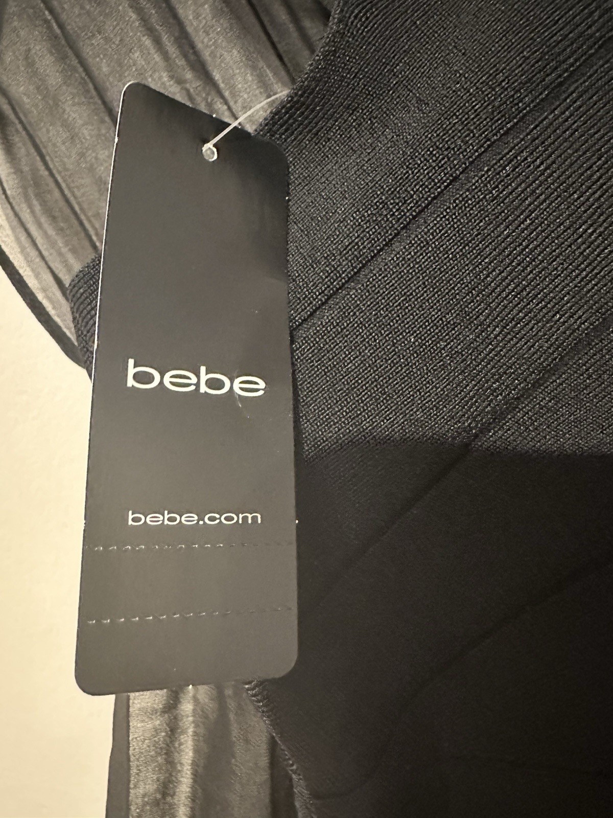 Bebe Dress Black Cocktail Bodycon Sheer Back Scarf S MSRP $139 NEW w/ TAG