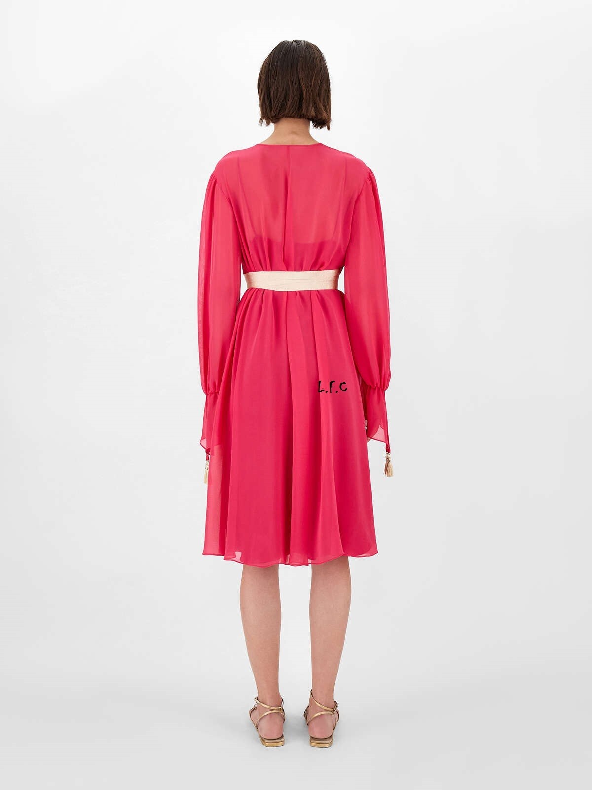 RR €890🌟 MAX MARA Pink SILK georgette Dress Usa2_ It36_ De32_ Uk4_ Fr34