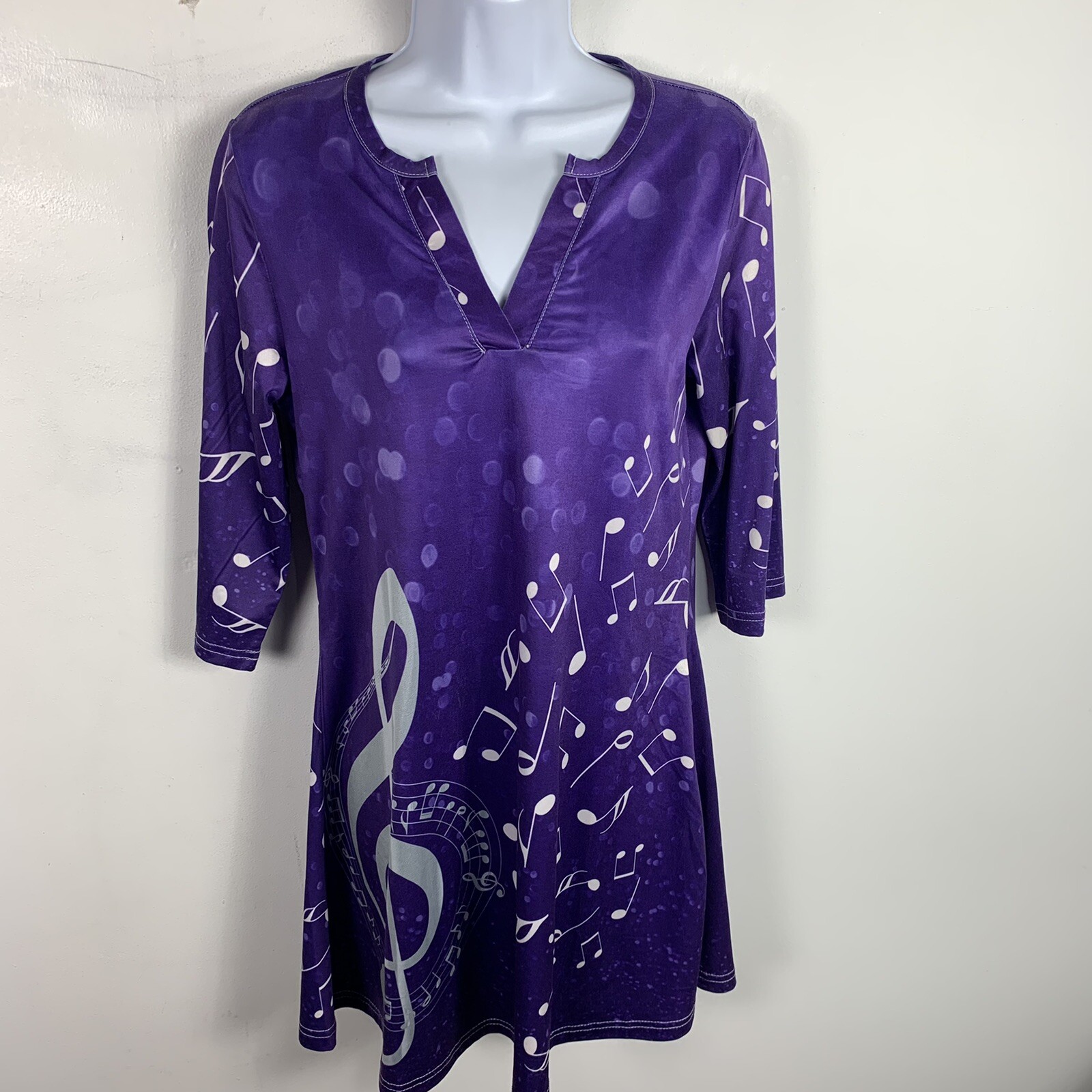 Azaliea Firminana Dress sz S Purple White Musical Notes Music Teacher Chic Boho