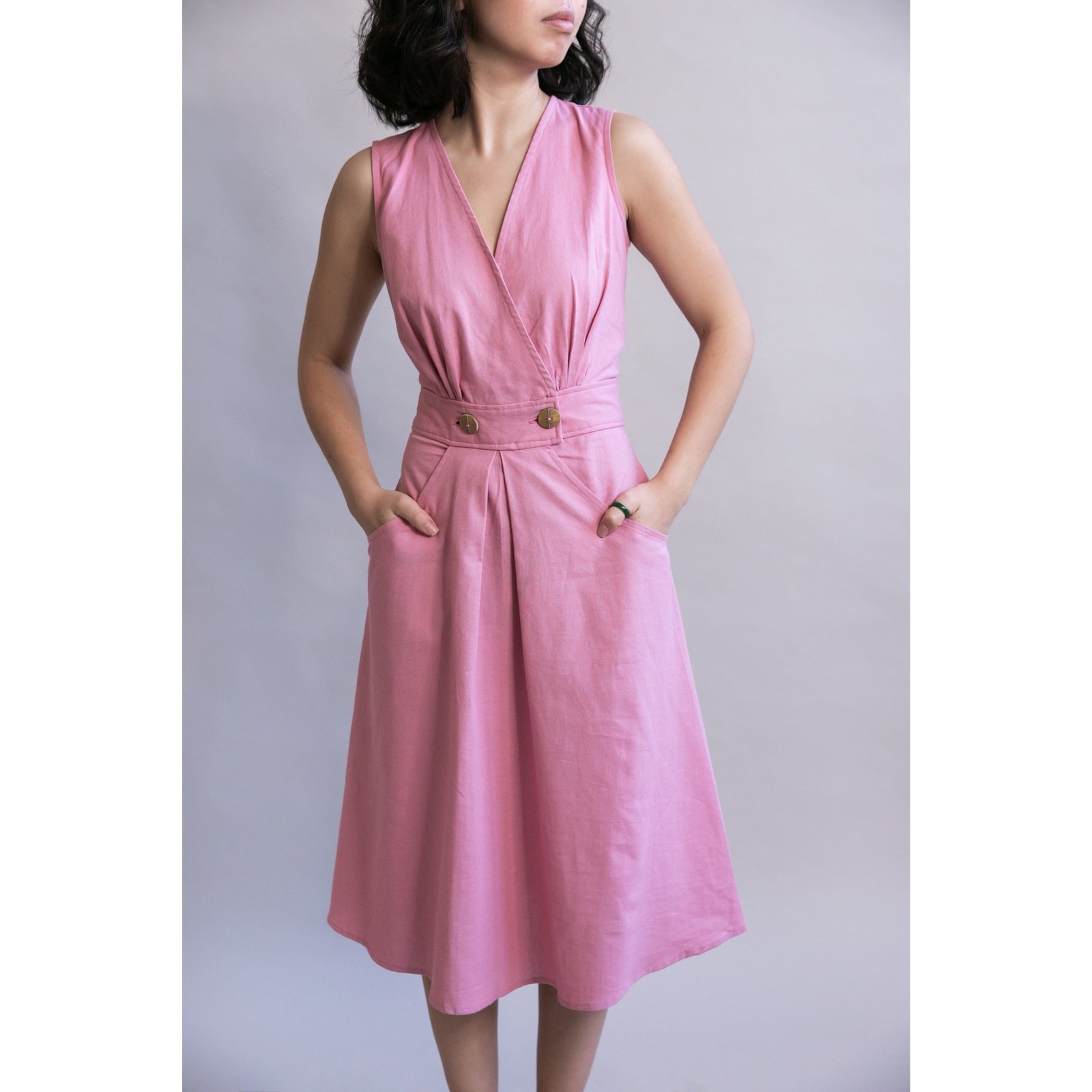 Field Day Winona Apron Dress Precious Pink Large Pockets Sustainable Cottagecore