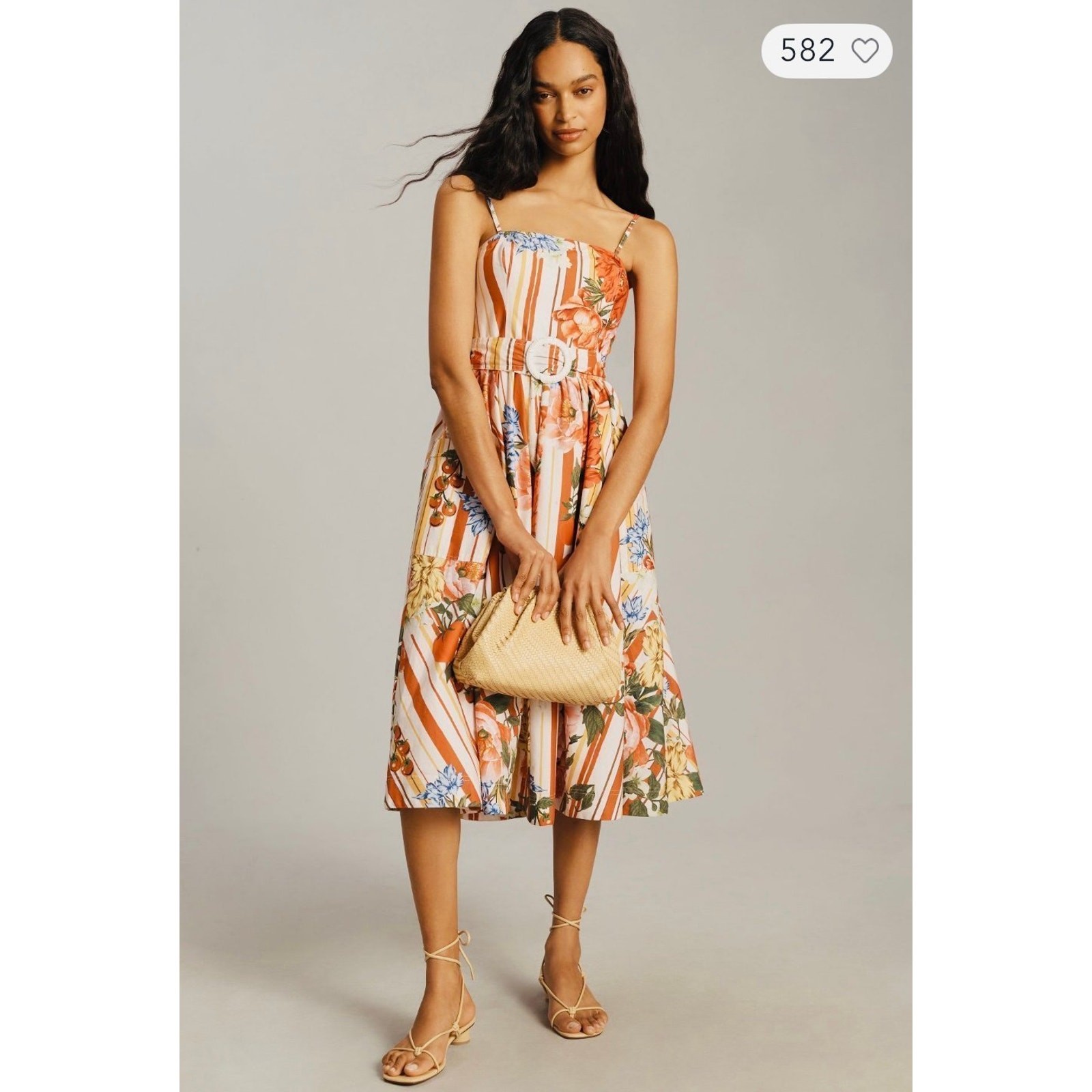 NWT❤️Anthro Maeve Strapless Belted A-Line Midi Dress szM
