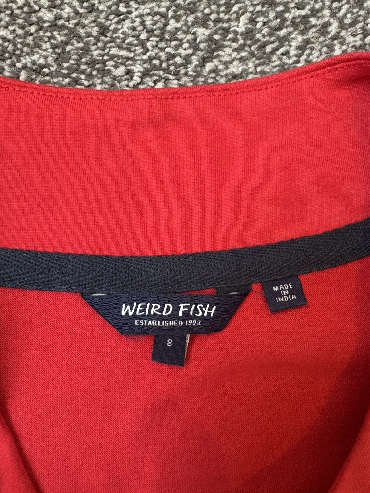 Weird Fish Red Embroidered Organic Cotton Dress Size 8 Sleeveless Pocket