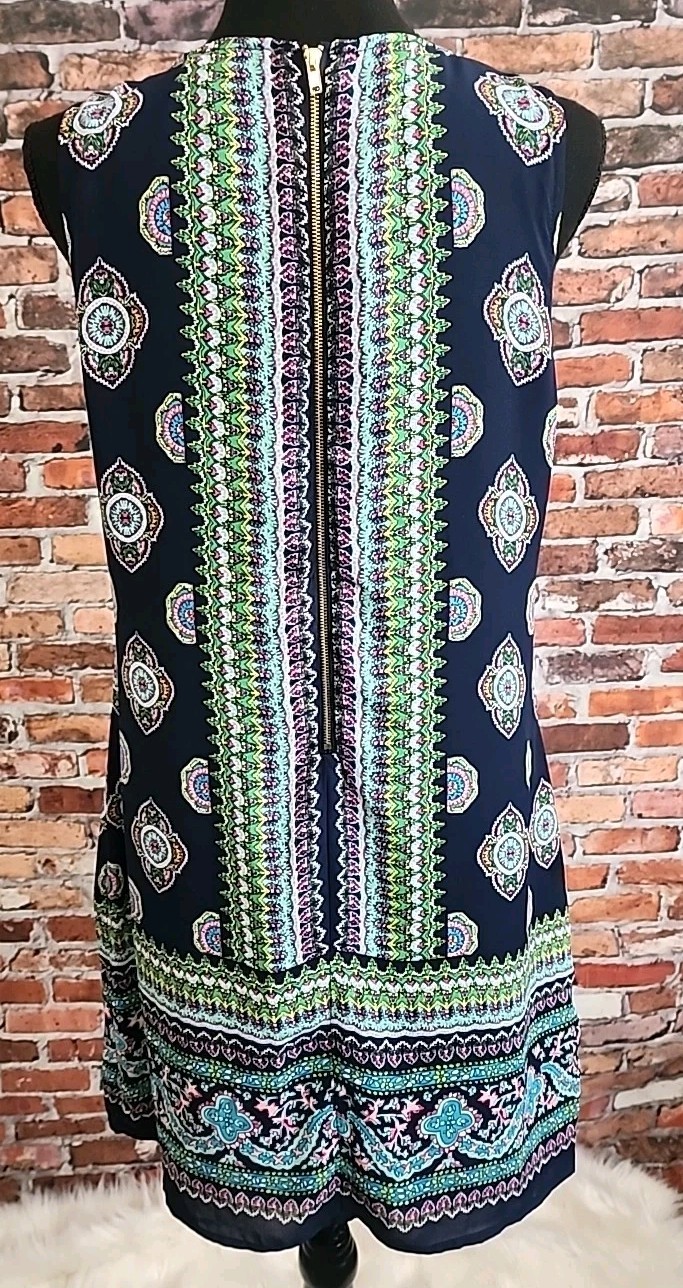 Wedding Guest Midi Dress 4 Boho Artisan NY Shift Mod Bohemian Sleeveless Retro