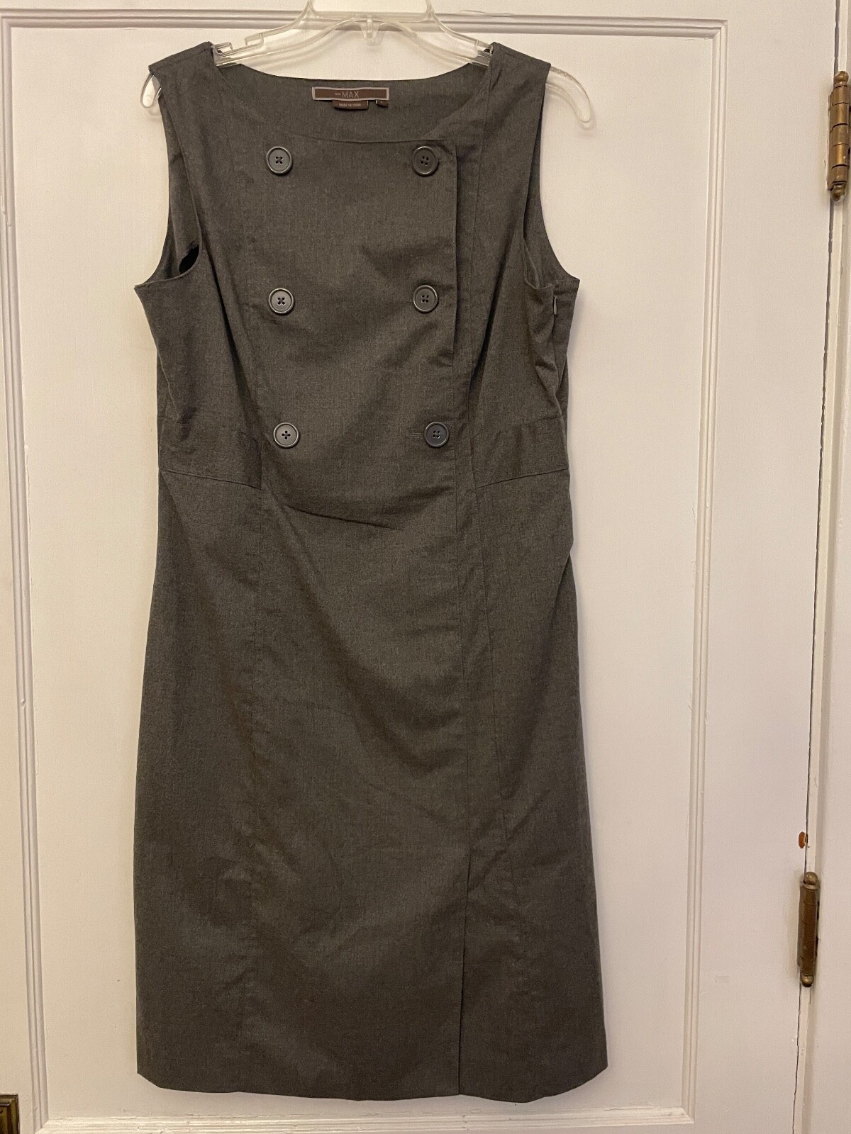 To The Max Sleeveless Side Zipper Front Button Panel Grey Dress Size L