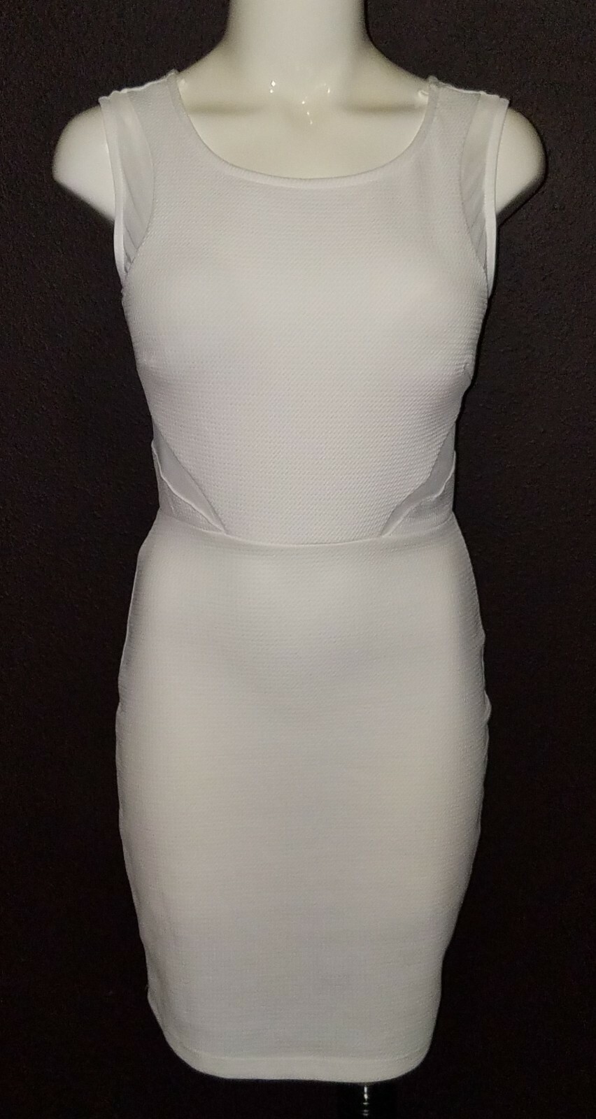 NWT Love Culture Ivory Bodycon Dress Short Mesh Panels Sleeveless Size Medium