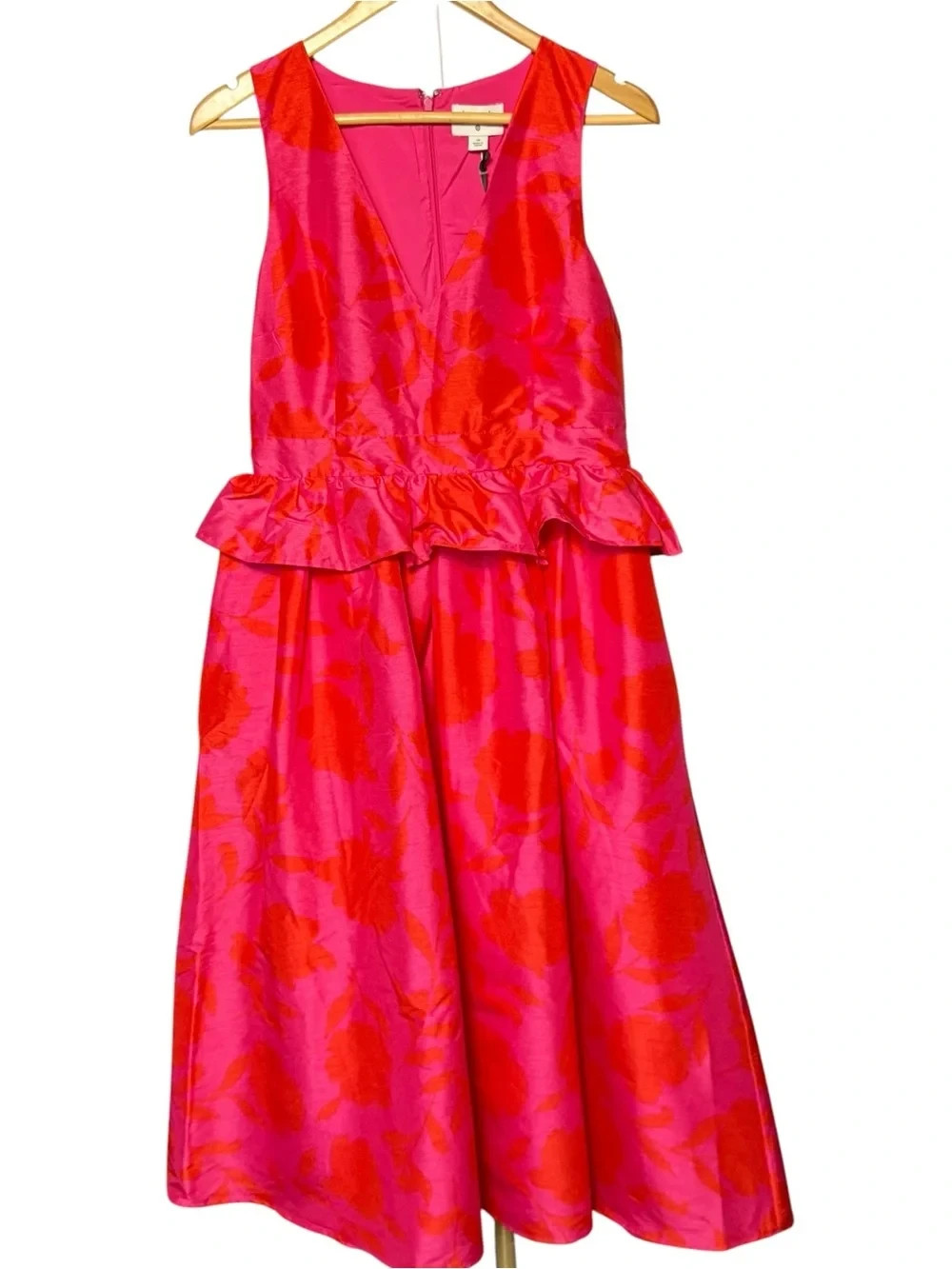 Kate Spade NY x Target Classic Rose Peplum Midi Dress NWT Size 8 Pink Red