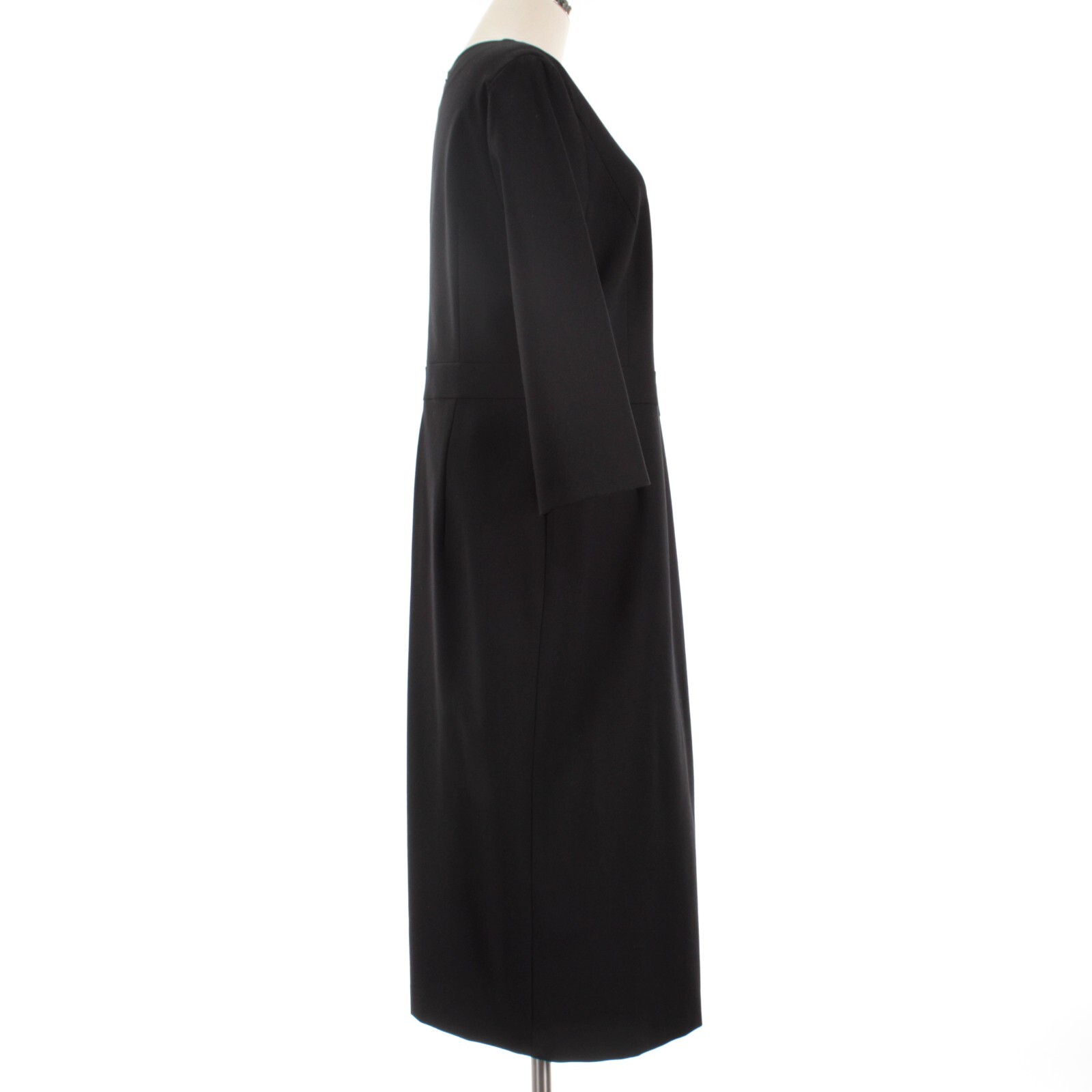 Escada NWT Dhenia 3/4 Sleeve Button Sheath Midi Dress Size 42 in Black/Gold