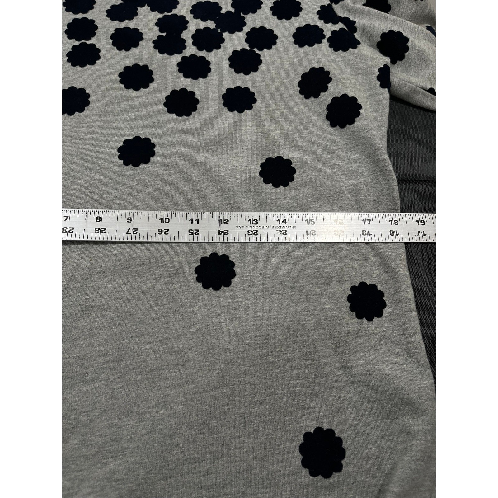 Boden Women Gray Navy Blue Flocked Floral Sweatshirt Dress Long Sleeve Size 4R