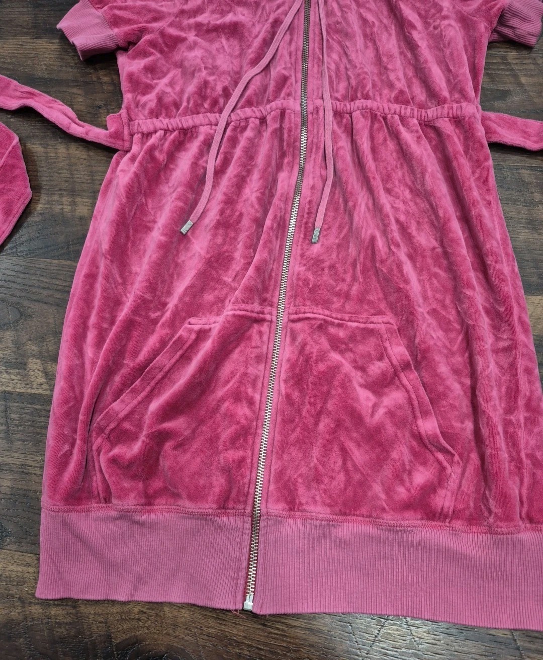 Juicy Couture Berry Vintage Velour Zip Hoodie Dress Y2K Size L USA Made