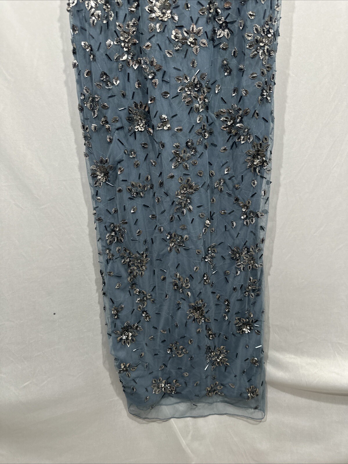 NEW Mac Duggal [ 4 ] 5477 Floral Embellished Scoop Neck Gown in Slate Grey #J278