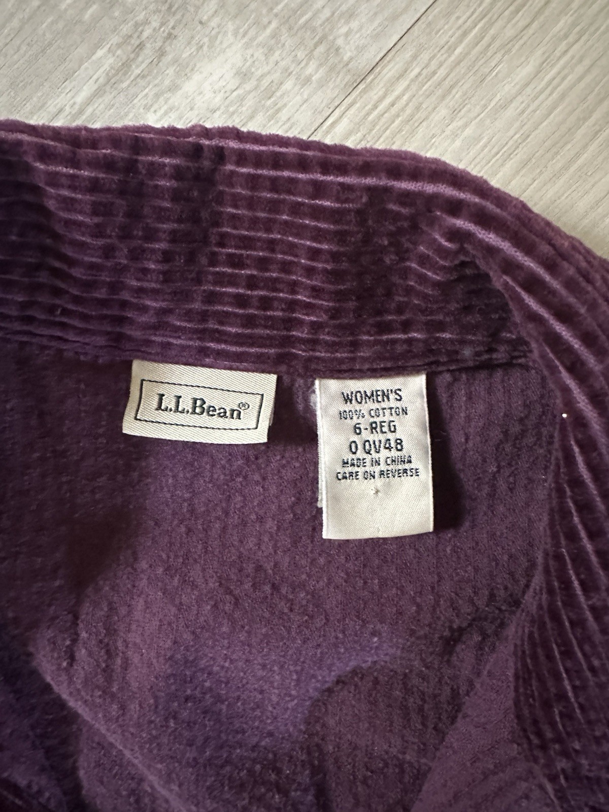 Vintage LL Bean Corduroy Button Front Midi Shirt Dress Purple Cotton 6 Granola