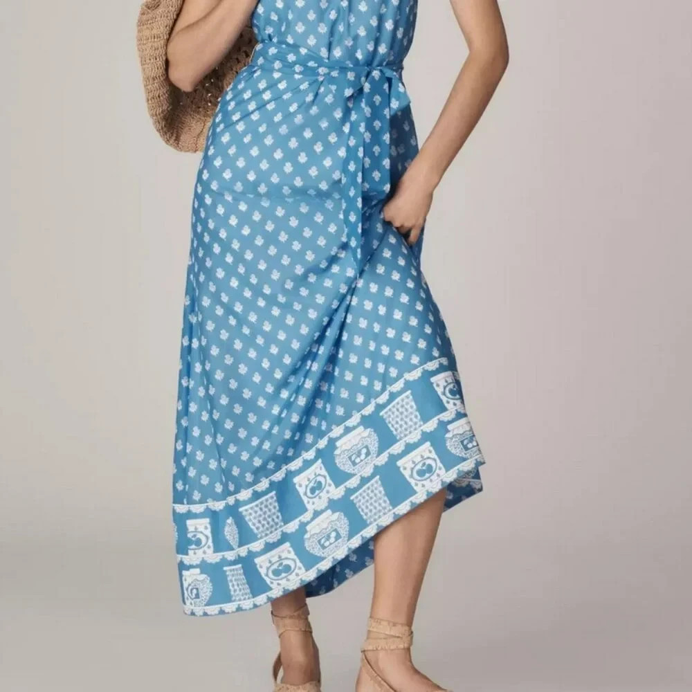 Anthropologie Rachel Antonoff Rainey Halter Maxi Dress Jam Jars Blue Size XS NWT