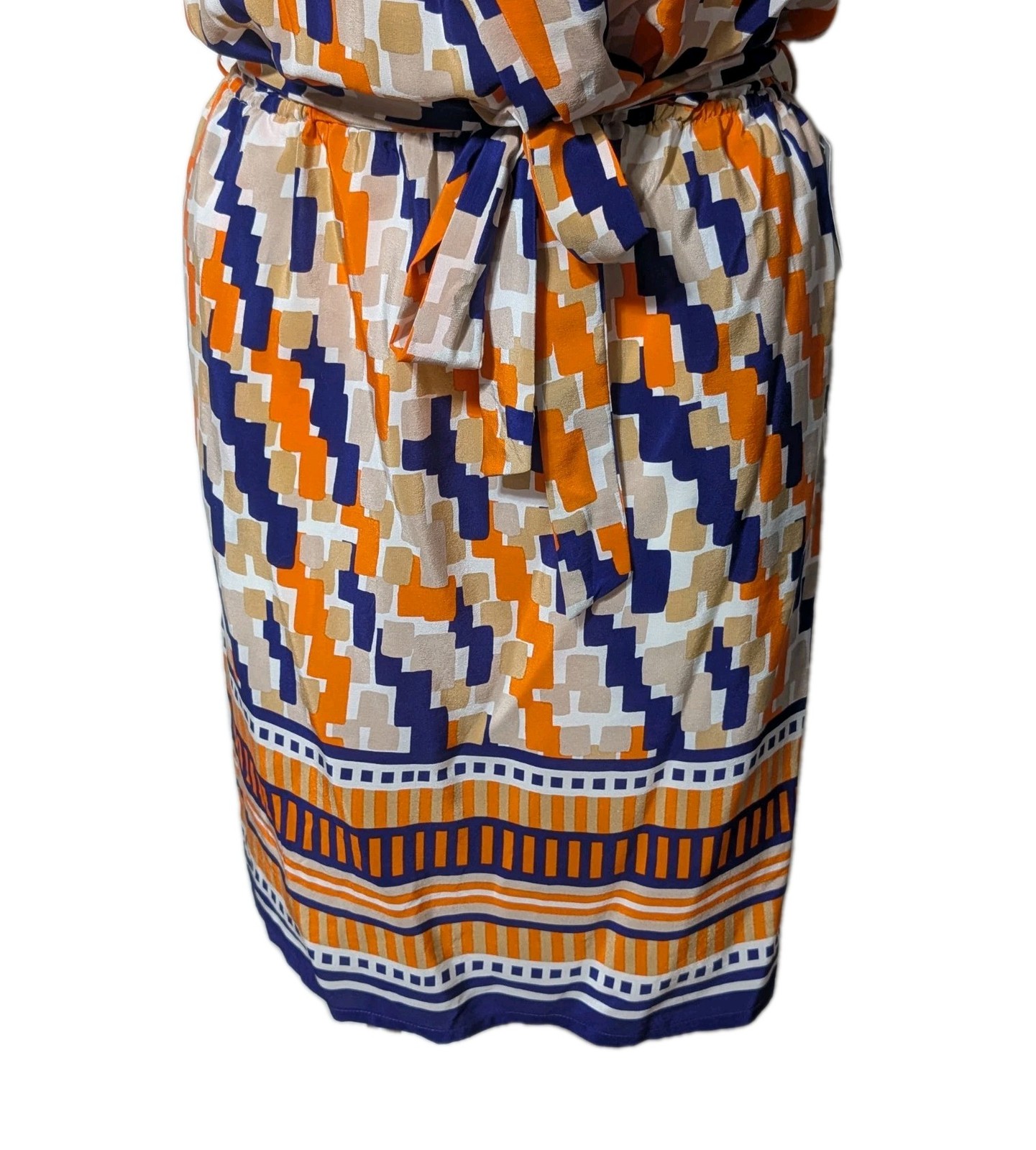 NWT Presley Skye 100% Silk Geometric Print Faux Wrap Dress Size XL