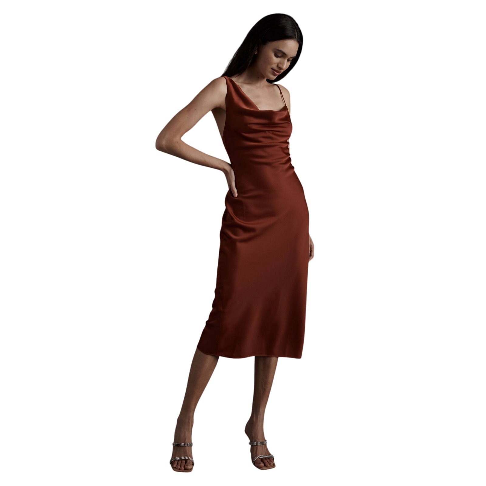 BHLDN August Satin Charmeuse Midi Dress Size US 10 NEW