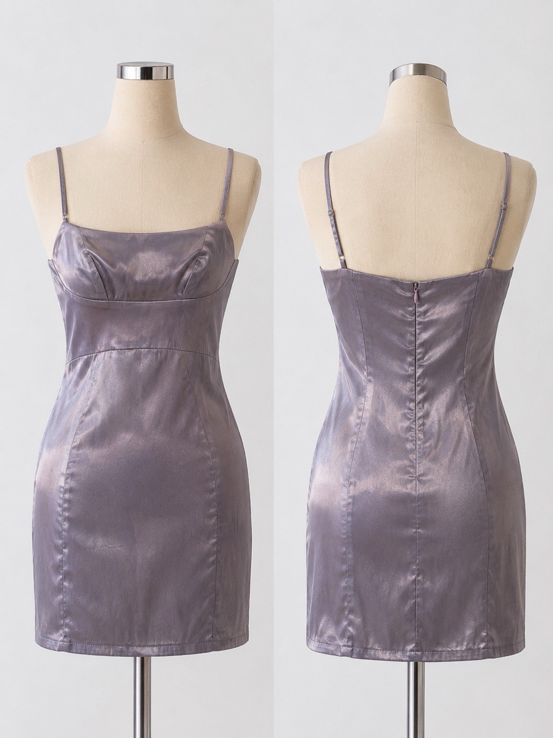 Fashion Nova Satin Mini Dress Taupe Bodycon Adjustable Straps Size M