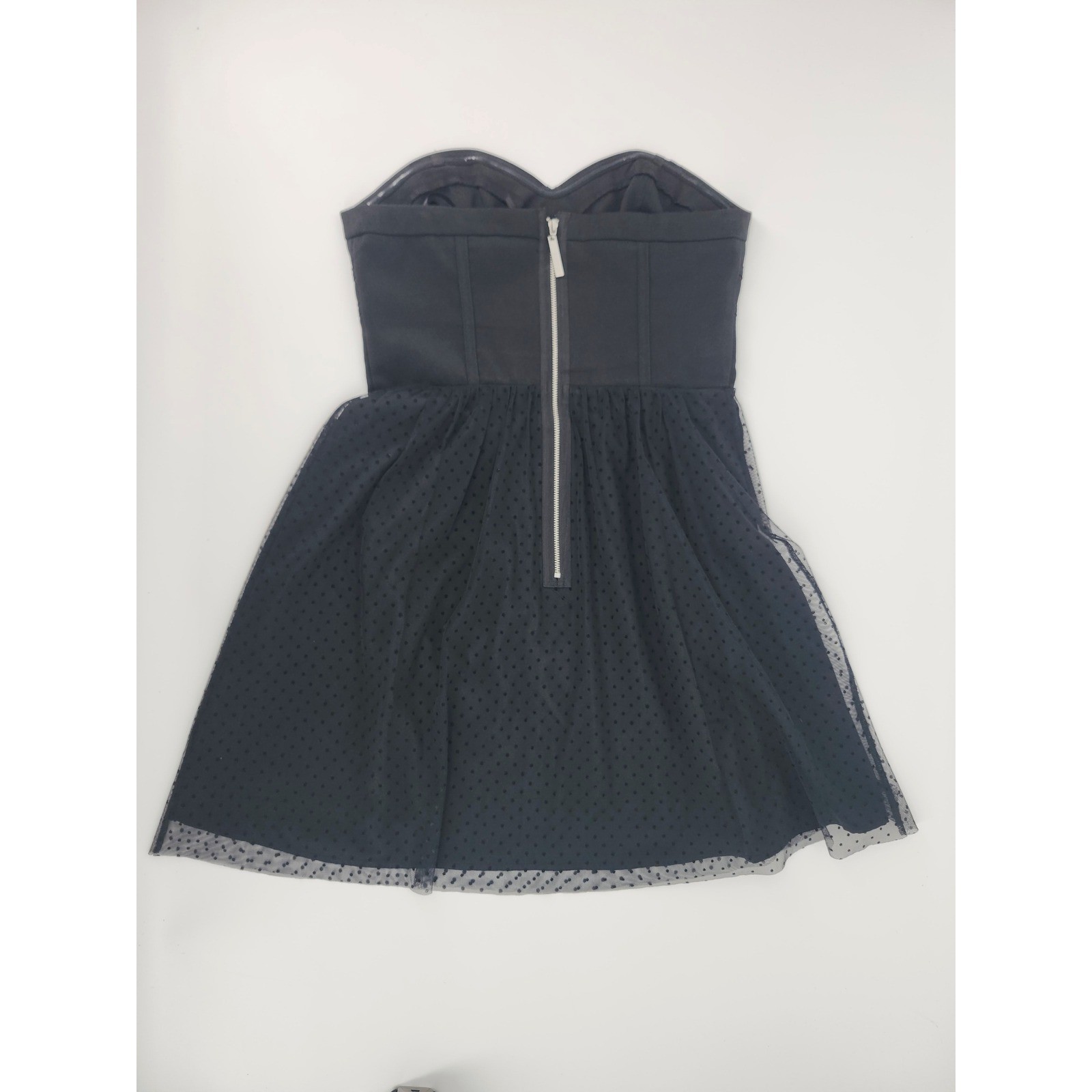 Kensie Dresses Black Strapless Polka Dot Tulle Corset Mini 80s Dress Size 6