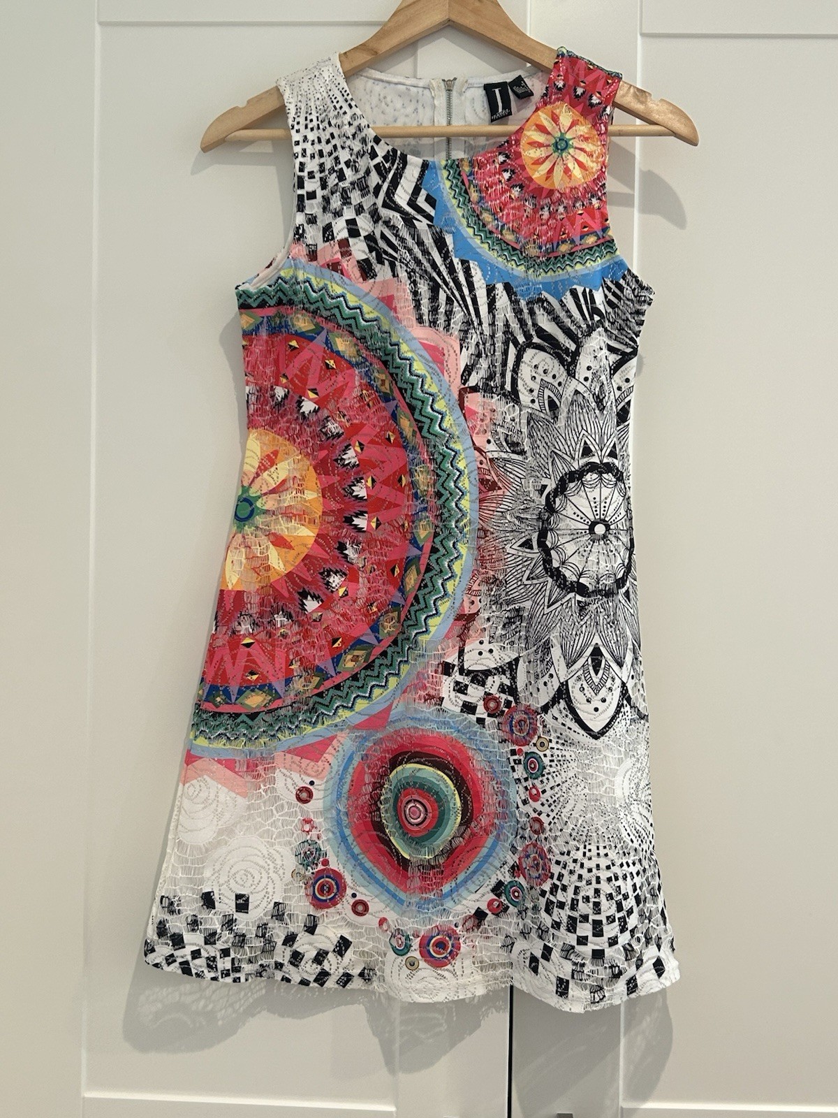 Izabel London Rainbow Pride Boho Festival Abstract Print Sleeveless Dress Size S