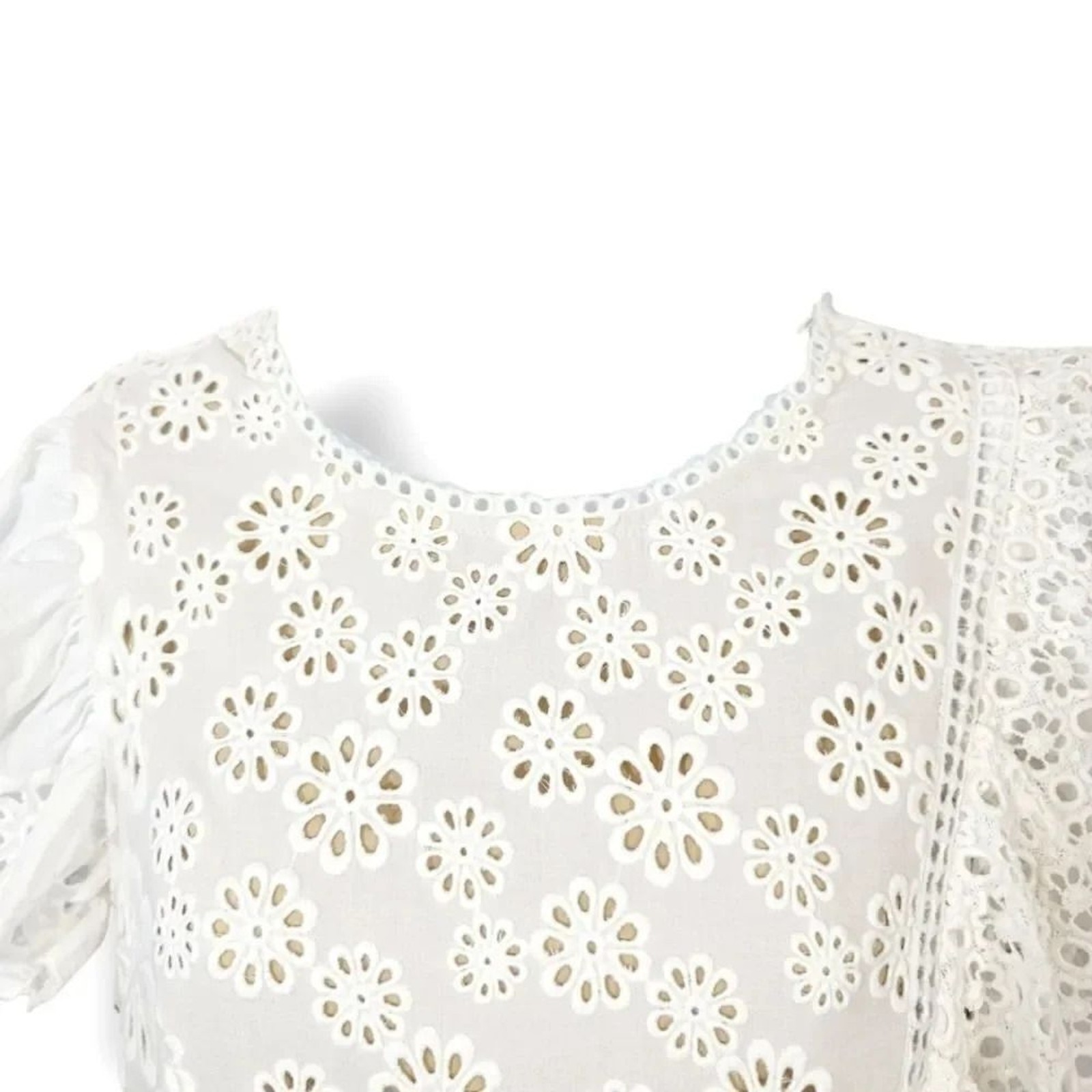 Sea New York Embroidered Eyelet Asymmetrical Lace Up Edie Dress in White Size 10