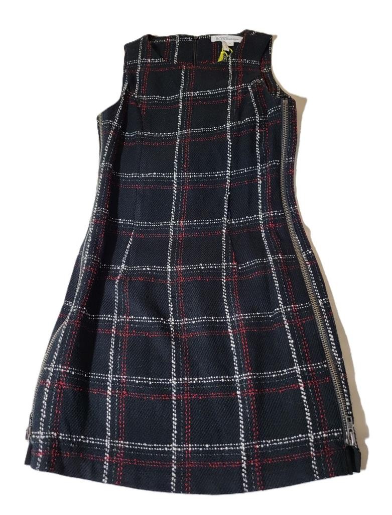Jumper 4 Black Plaid BCBG Generation Sleeveless Sheath Dress Side Zippers