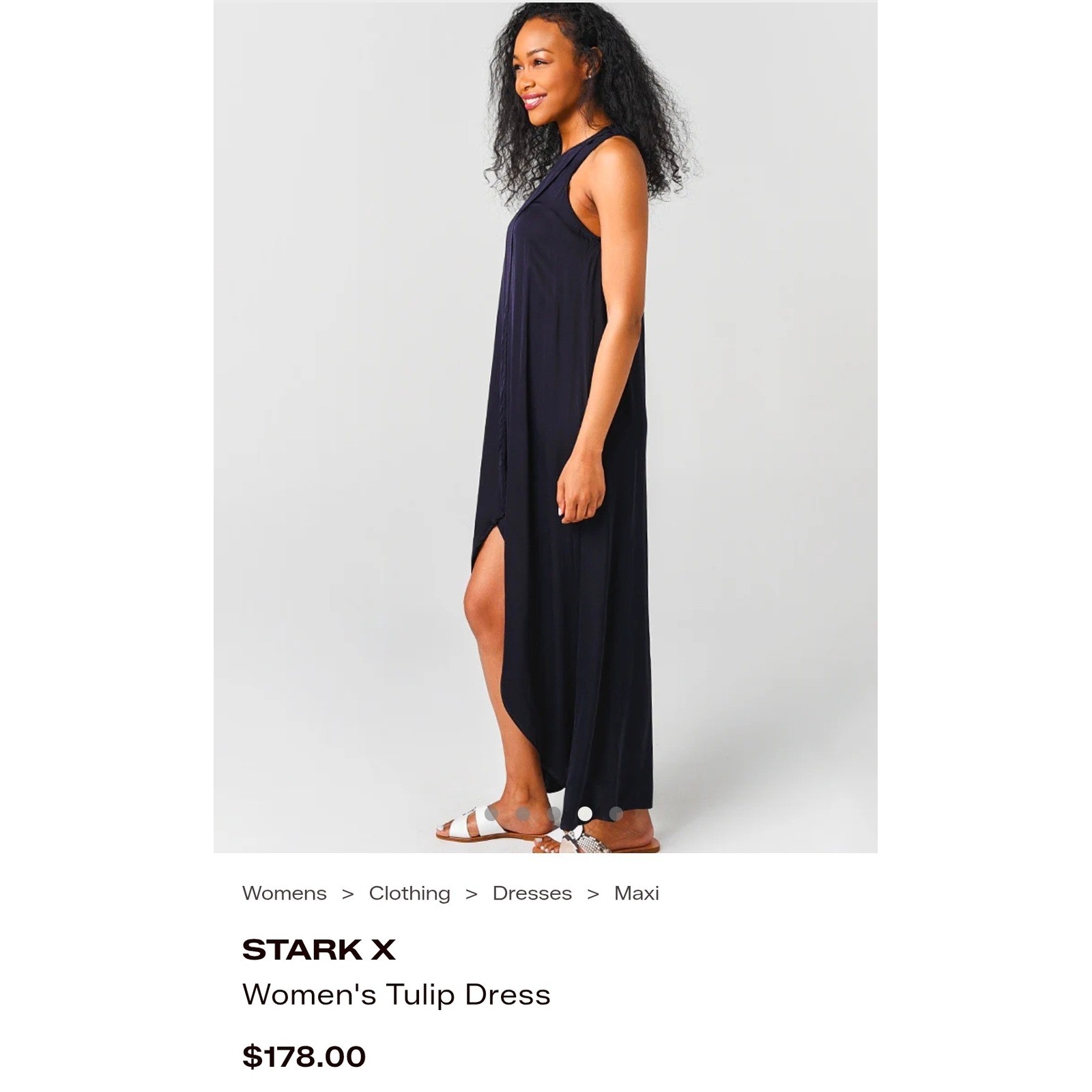 Stark X Black Tulip Dress Womens XS Sleeveless High Low Maxi Rayon Made in USA