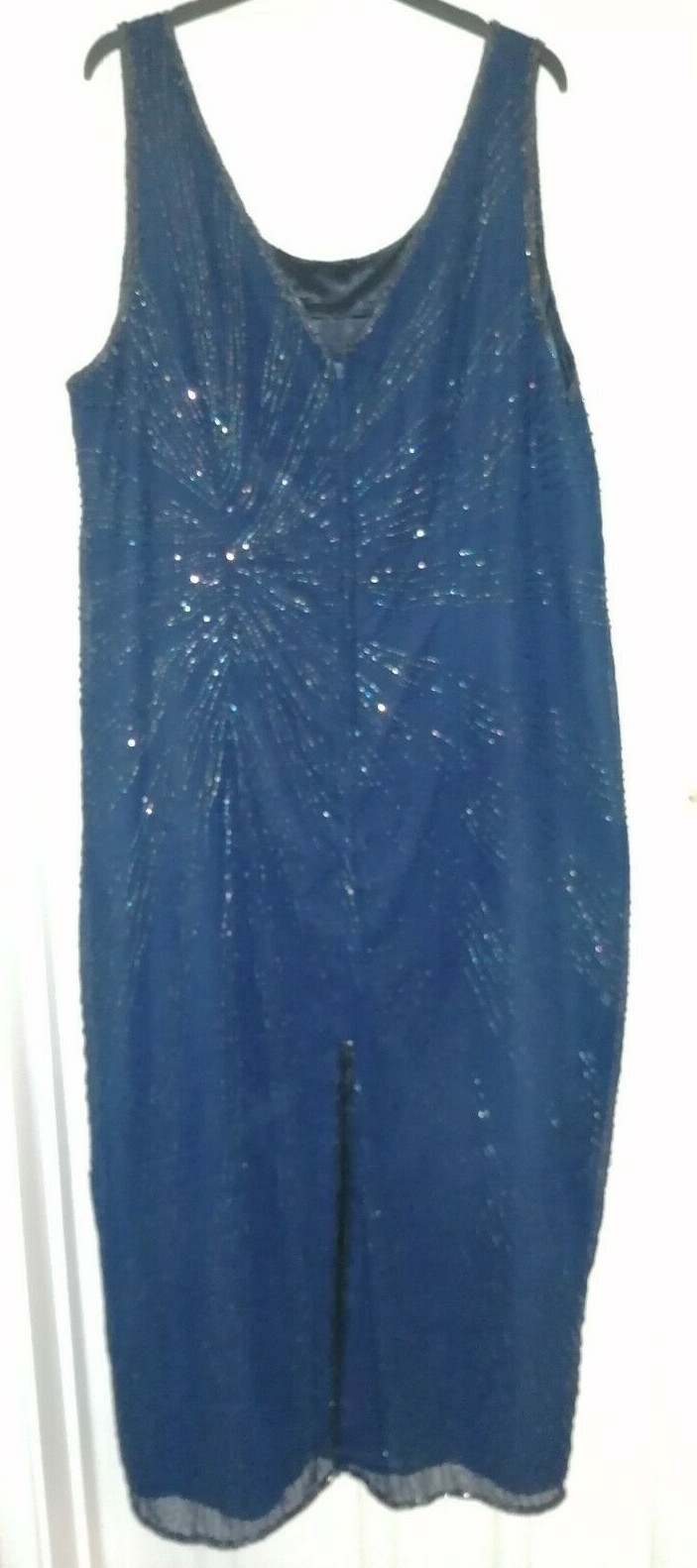 Lyndella Navy Embellished Sequin Evening Dress UK Size 26.