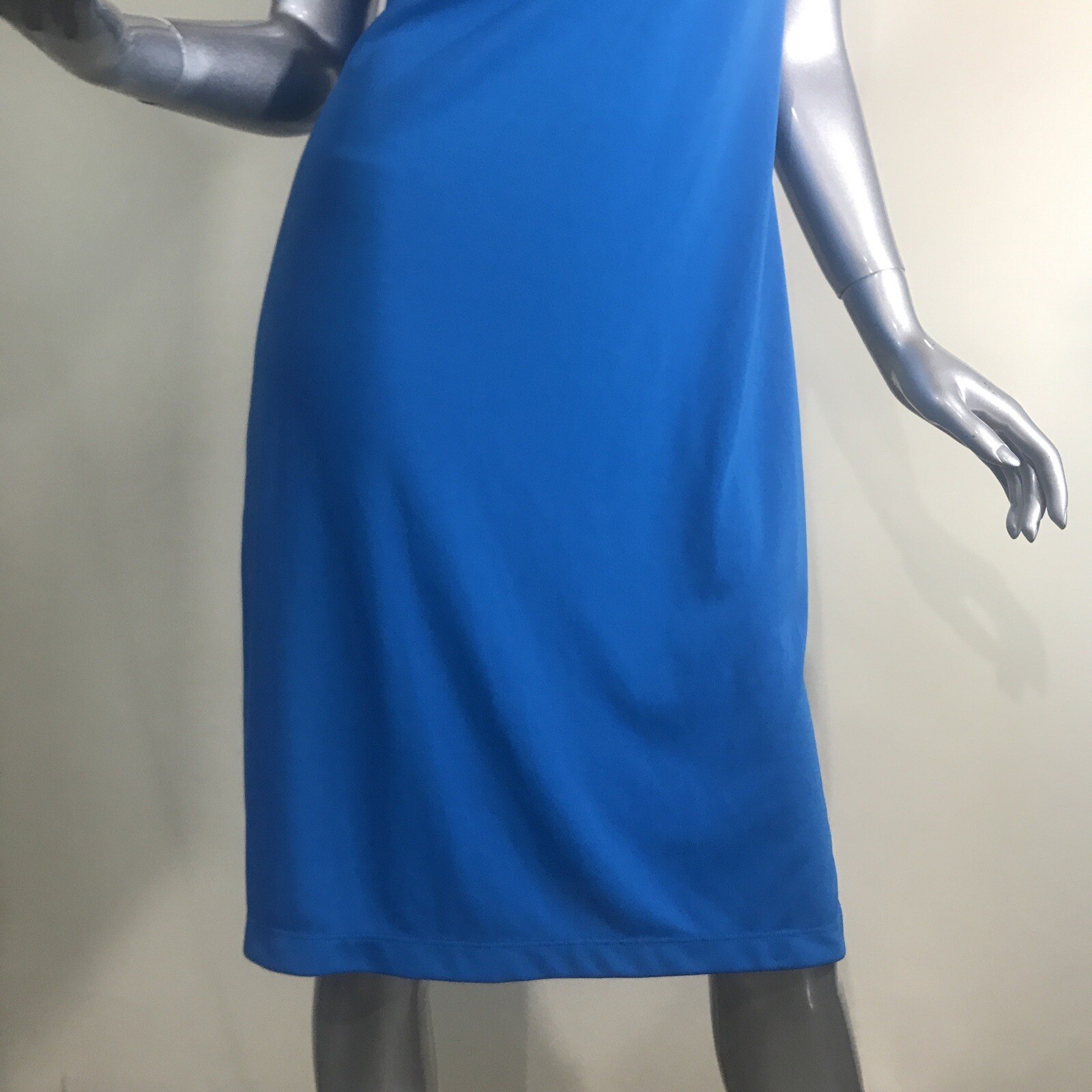 Express Women’s 7/8 Small Medium Draped Neck Sleeveless Midi Dress Blue