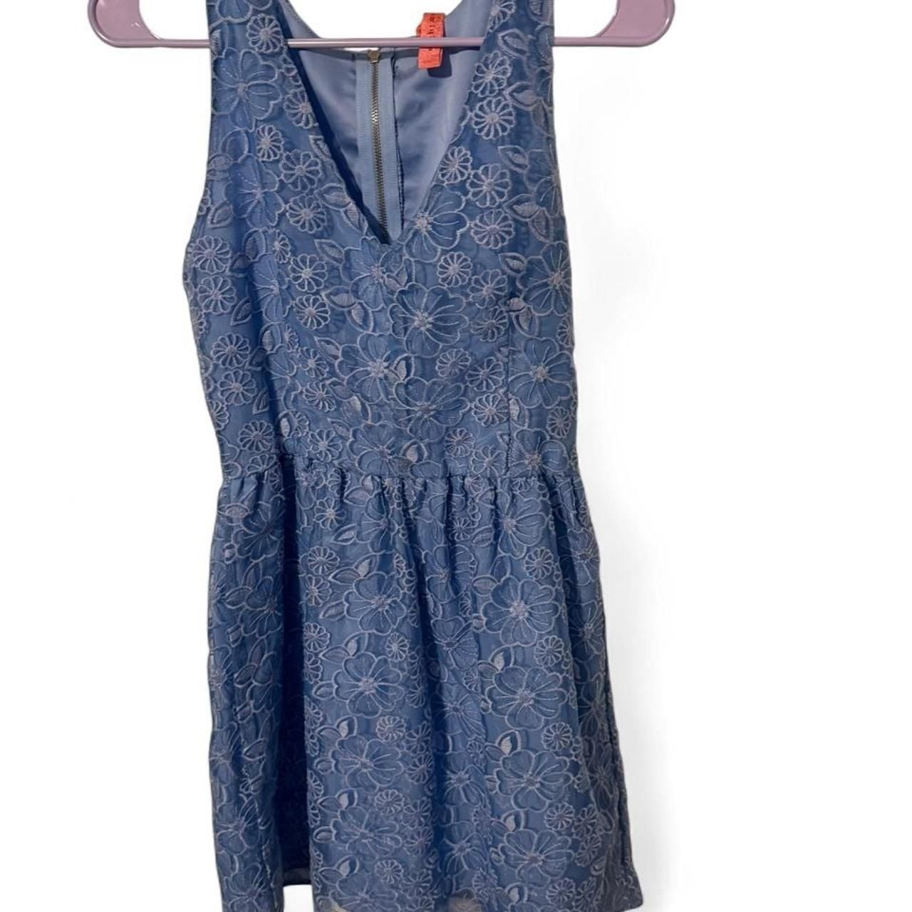 eight sixty blue floral lace sleeveless mini dress size M