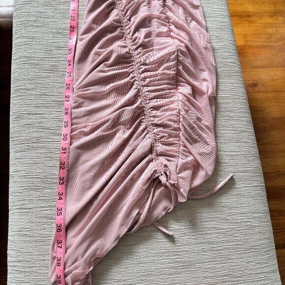 OH POLLY cowl neck ruched bodycon form fitting mini dress – Pink XS -Size 0
