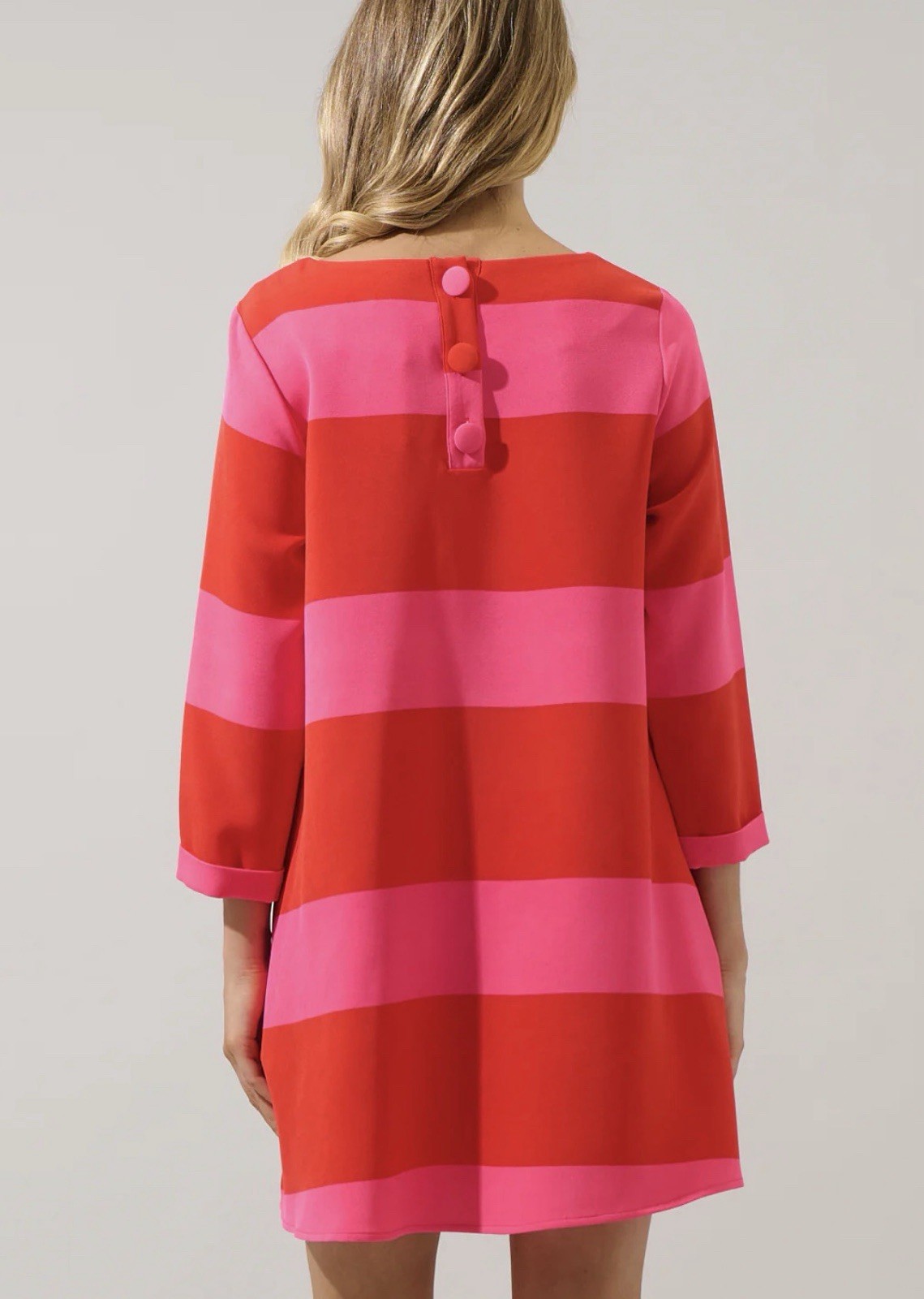 Sugarlips Lolli Stripe Lonna Shift Mini Dress Fuchsia Pink Red Size M