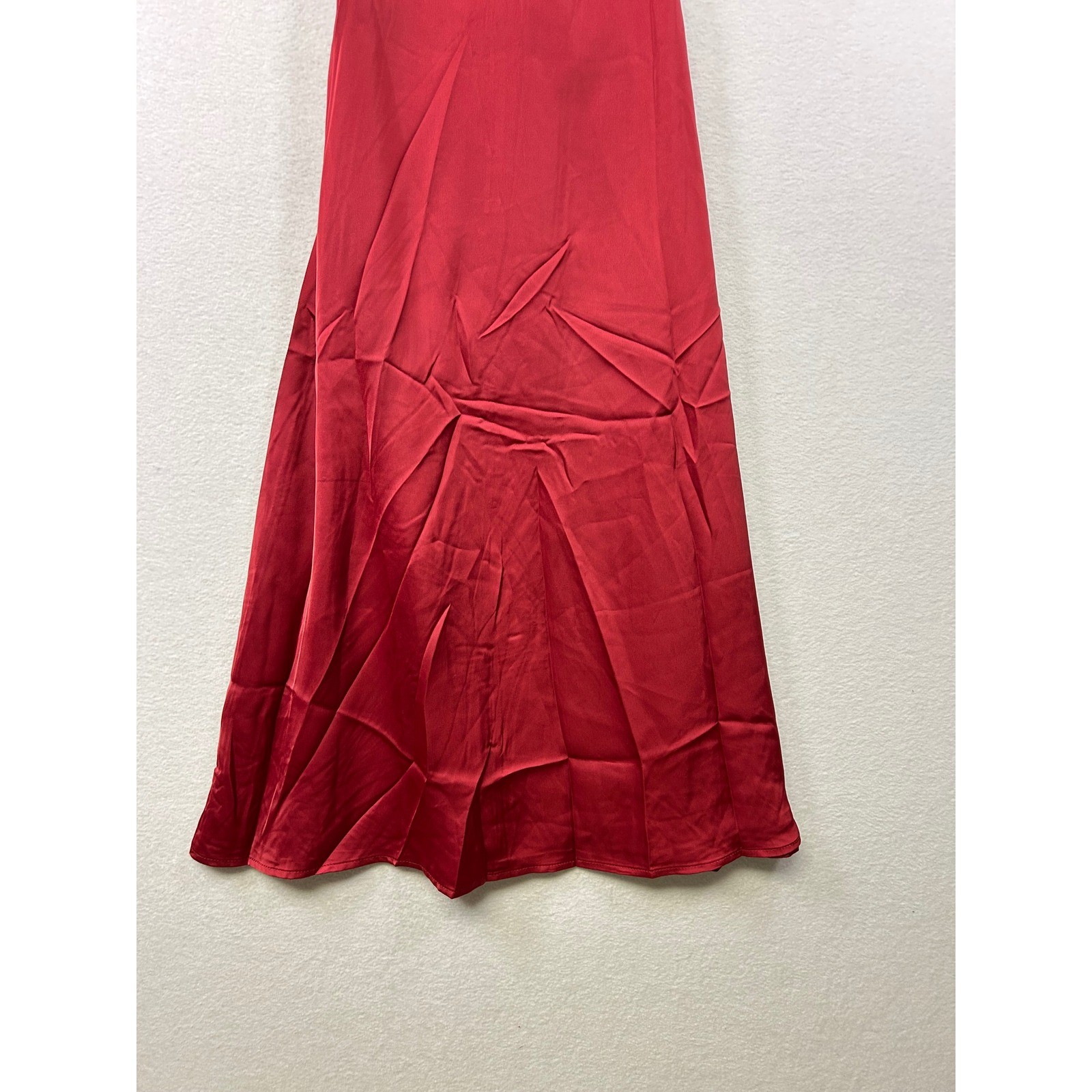 Kirundo Midi Dress Womens Small Burgundy New Puff Sleeve Satin A-Line Romantic