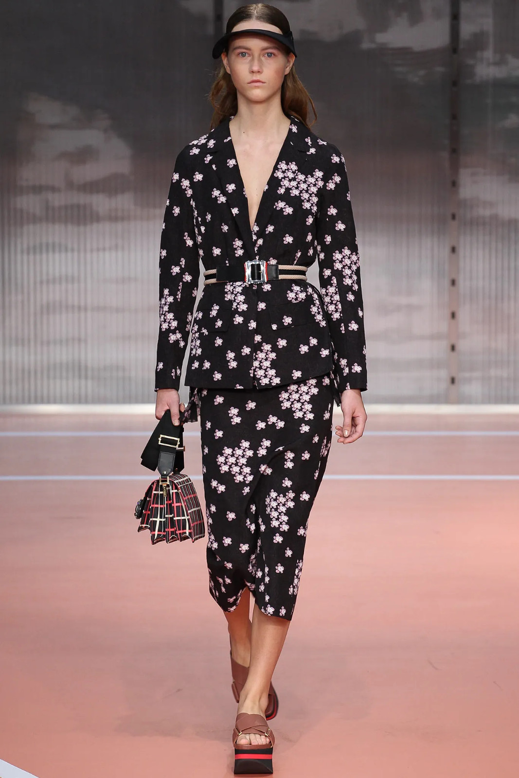 2014 MARNI Cherry Blossom Print Viscose Linen Deep V-Neck Sun Dress SIZE IT38 S