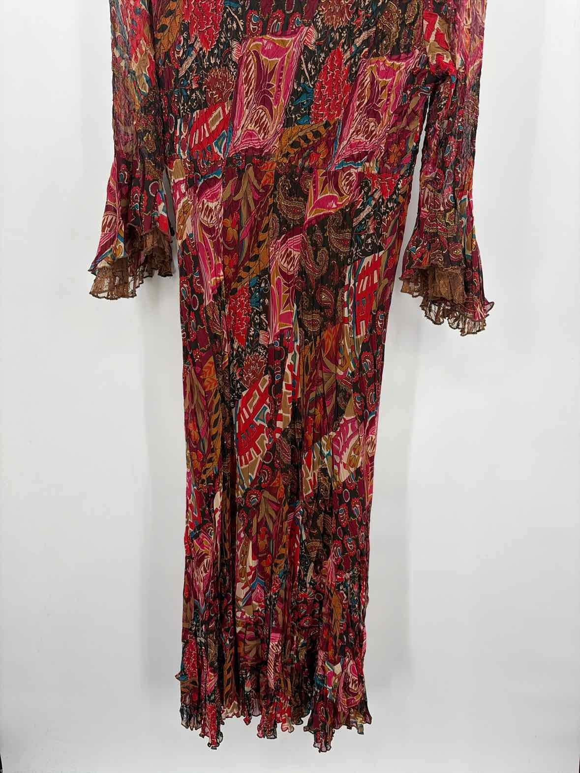 Pre-Owned Alberto Makali Pink Size Large Maxi Long Sleeve Dress
