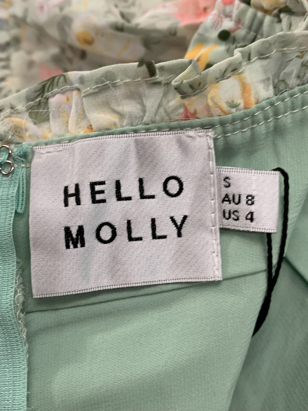 NWT Hello Molly Greenfloral-S Halter Bustier A Line Mini Dress