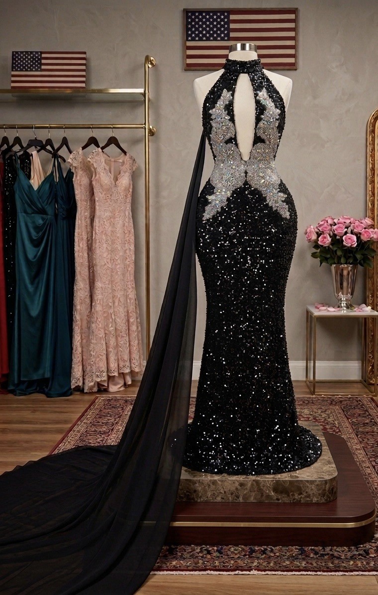 Beautiful pageant, evening gown, detachable cape, Dress , Size 6-8 , $250