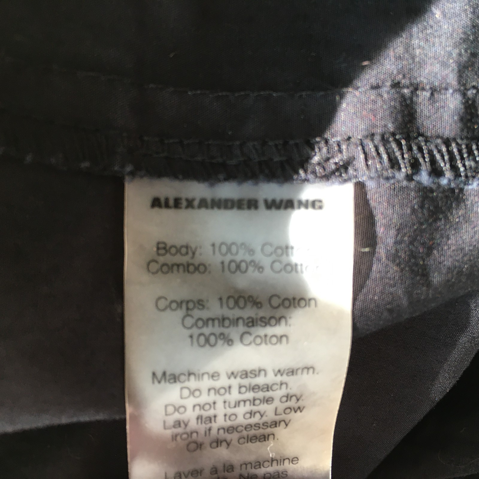 T by ALEXANDER WANG Black Rounded Hem Hidden Button Shirt Dress Womens sz Medium