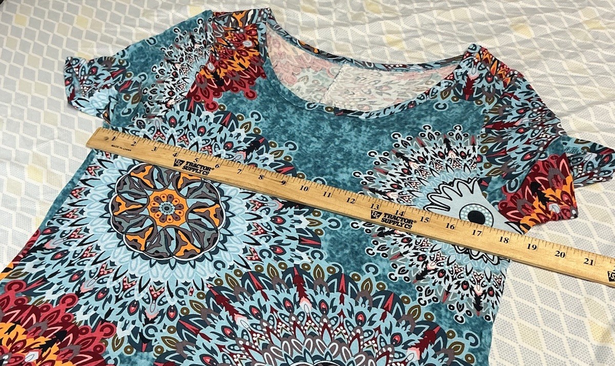 WOMENS Shift T-Shirt Dress Multicolor Geometric Vibrant Boho Hippie Pockets M/L