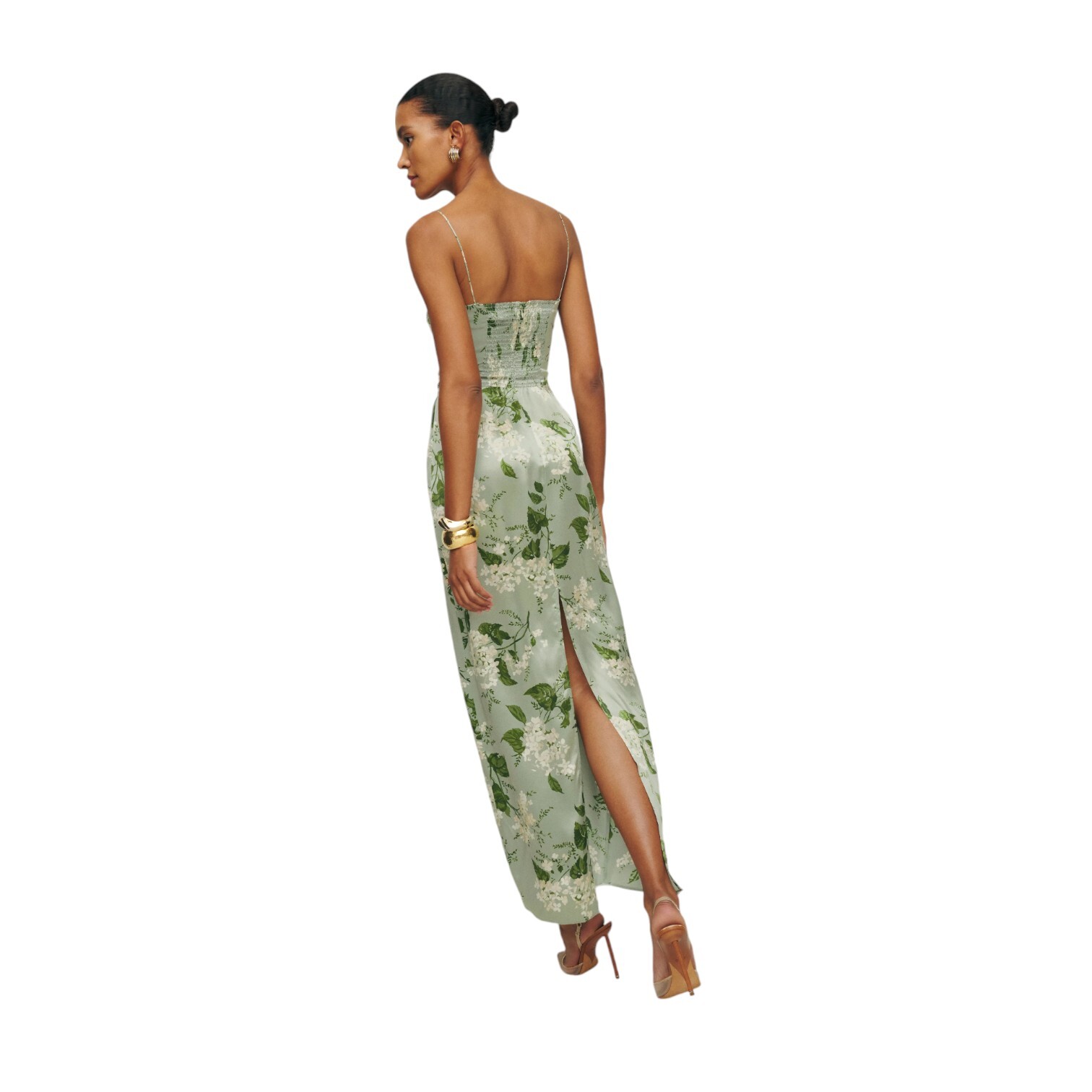 Reformation Frankie Silk Dress Tea Garden