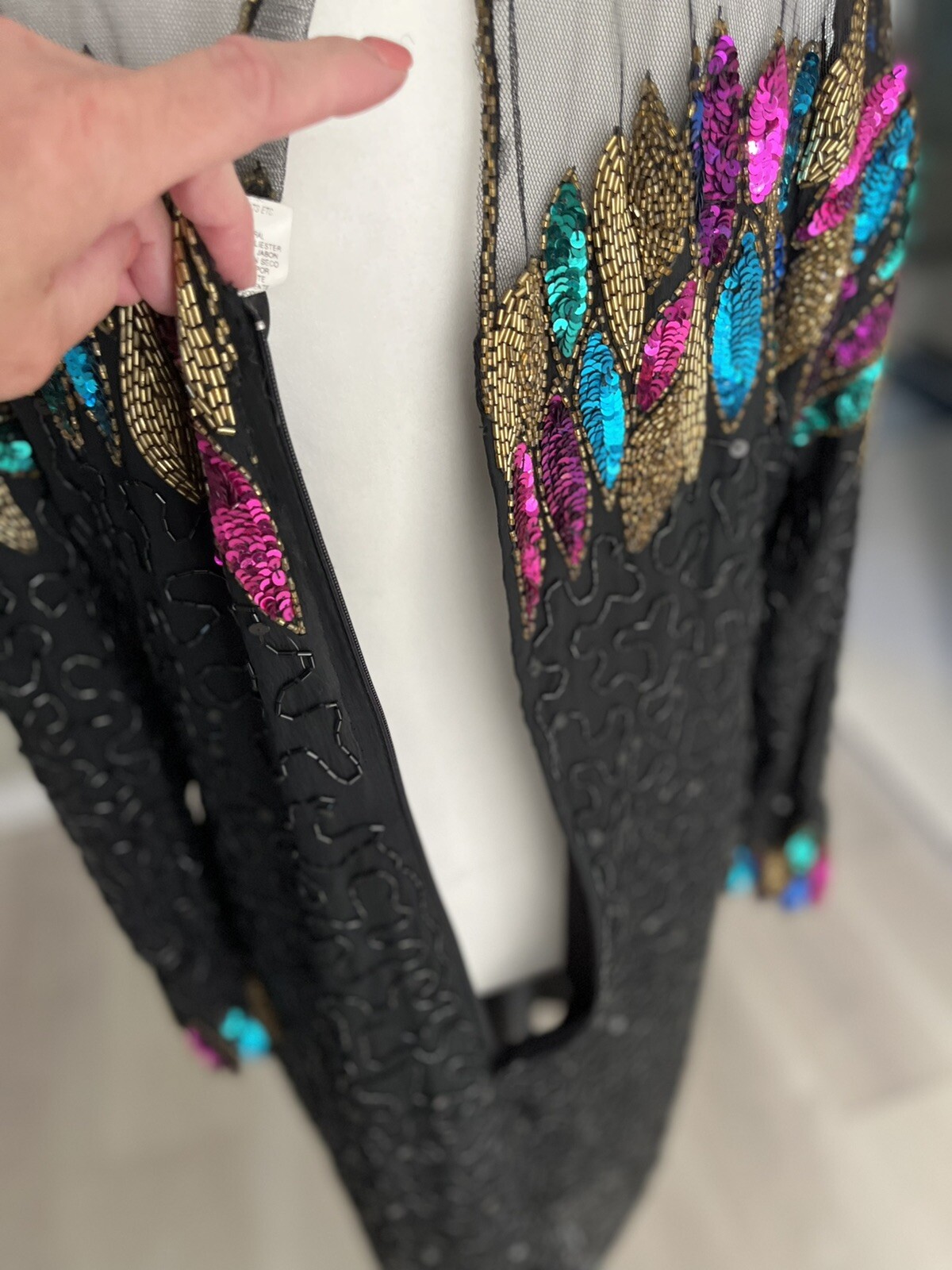 Creative Creations 100% Silk Sequined Long Sleeve Dress See Description