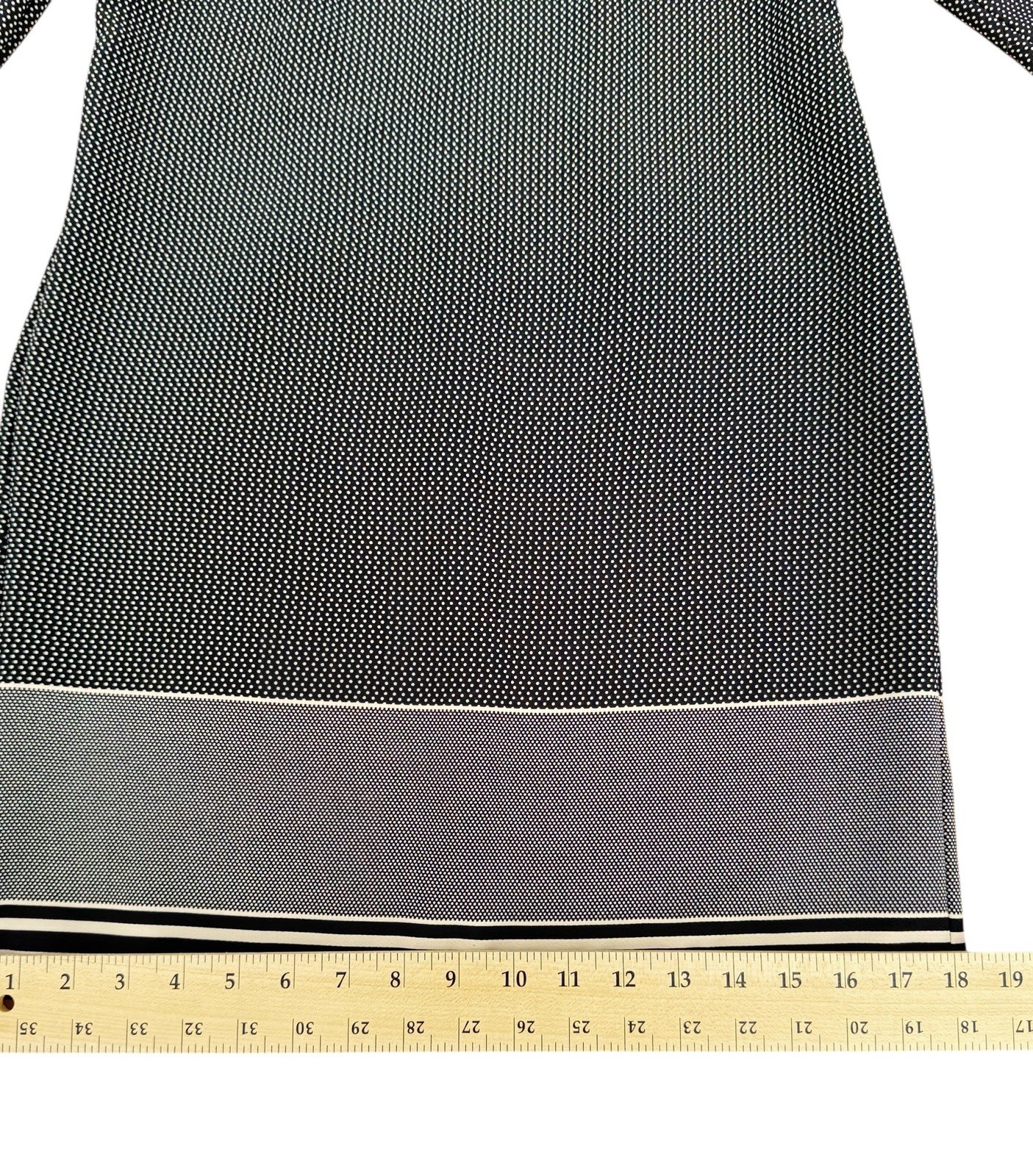 Ann Taylor Square Neck Dress Womens Black Tan Geometric 3/4 Sleeve Petite Size 2