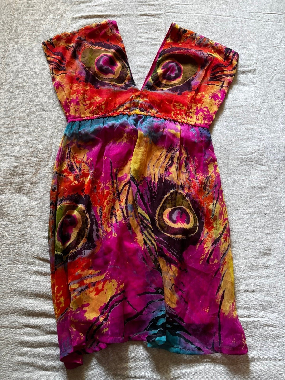 Island Expressions Multicolor V-neck Flutter Sleeve Sundress